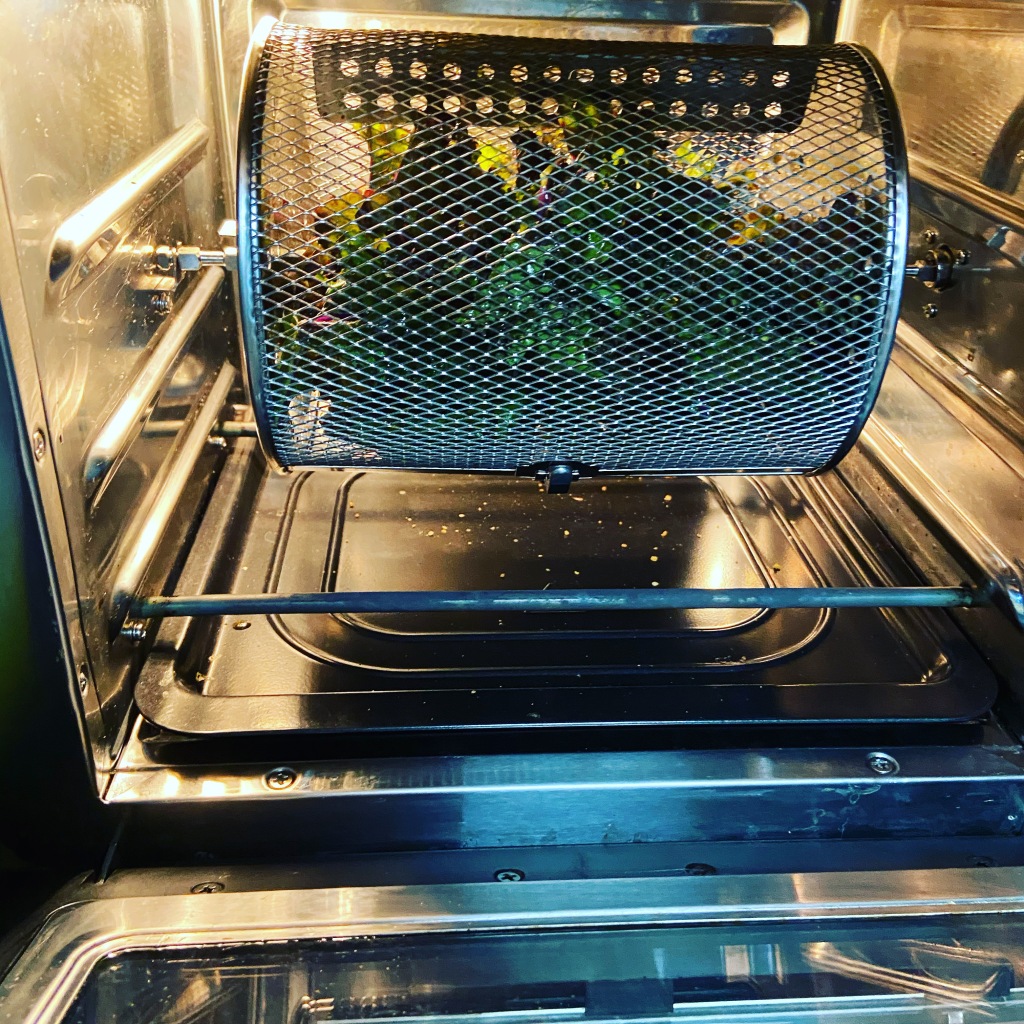 Umami Kale Chips in the Air Fryer Rotisserie Basket